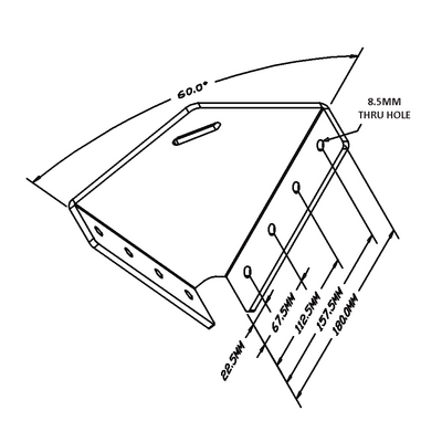 43-460-0 ALUMINUM PROFILE STAIR PART<br>60 DEGREE CONNECTION 45MM X 180MM STAIR STRINGER